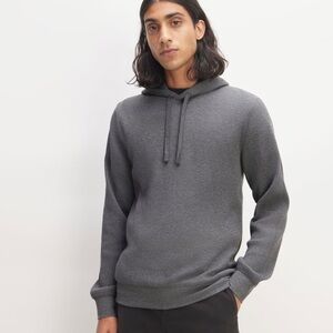 EVERLANE MEN THE WAFFLE-KNIT GRAY LONG SLEEVE HOODIE SWEATER SZ L